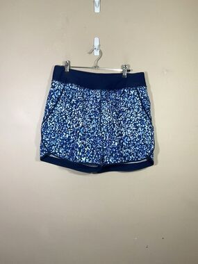 Lands End Womens Swim Shorts 10 Blue Built-In Brief Pockets 5.5 Inch Inseam
